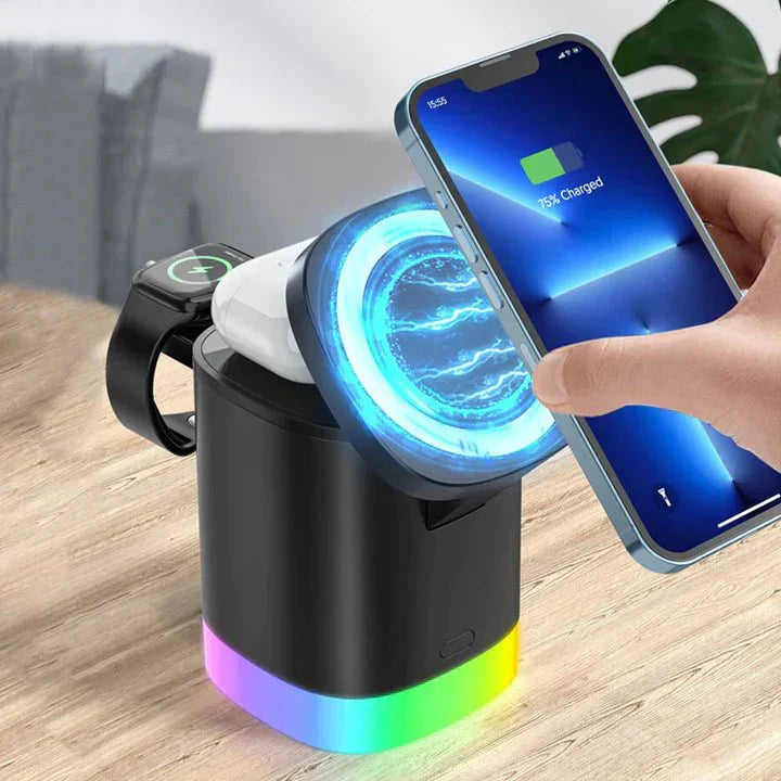 3-in-1 Wireless Magnetic Charger with RGB - ChargerTecno