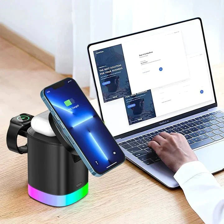 3-in-1 Wireless Magnetic Charger with RGB - ChargerTecno